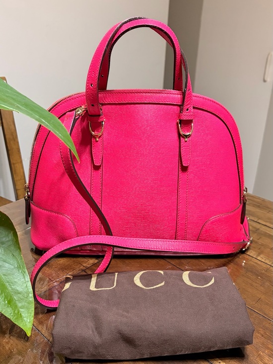 Gucci Handbags - Gucci Hot Pink Dome Satchel with Gold Hardware